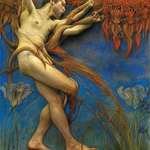 Image similar to the flower prince is dying, by Annie Swynnerton and Diego Rivera and Elihu Vedder, symbolist, dramatic lighting, elaborate geometric ornament, Art Brut, soft cool colors,smooth, sharp focus, extremely detailed, Adolf Wölfli and Donato Giancola