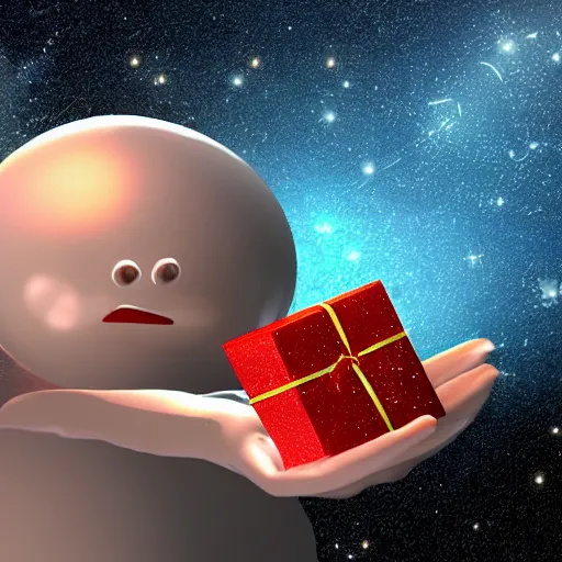 Image similar to aliens drop presents to humans