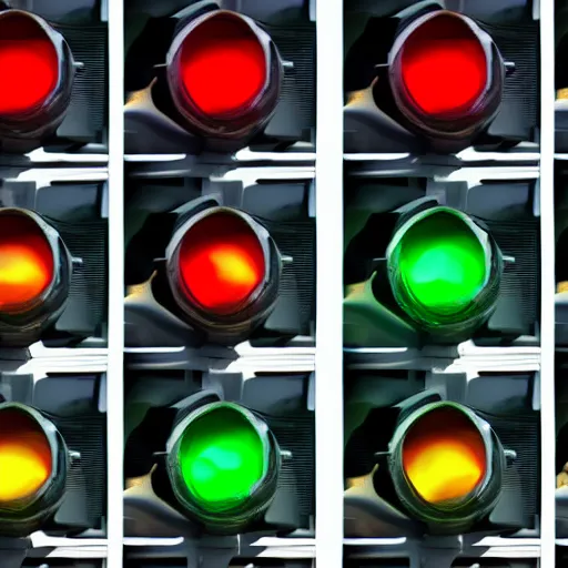 Image similar to traffic lights with various images in them