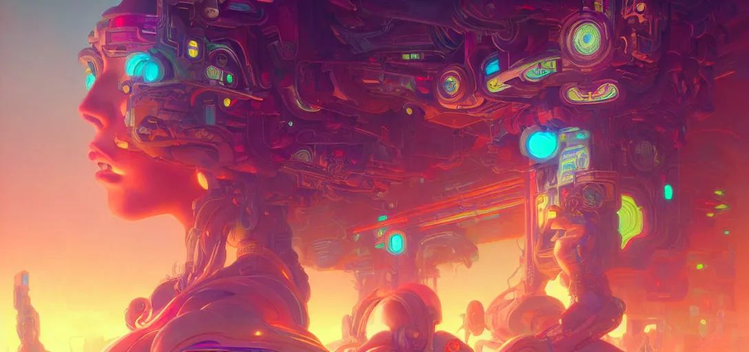 Image similar to a cybernetic temple, vaporwave aesthetic, colorful, psychedelic, digital painting, artstation, concept art, smooth, sharp focus, illustration, art by artgerm and greg rutkowski and alphonse mucha