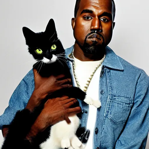 Image similar to kanye west with a cat