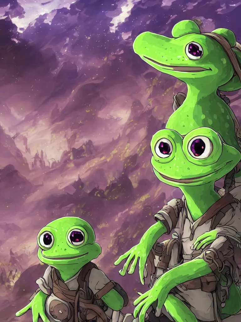 Prompt: resolution 4k worlds of loss and depression made in abyss design Akihito Tsukushi design body pepe the frogs group of them attacking a dragon monster war , battlefield darkness military drummer boy pepe , desolated city the sky is filled with red halos over each of their heads dragon, pepe ivory dream like storybooks, fractals , pepe the frogs at war, art in the style of and Oleg Vdovenko and Akihito Tsukushi