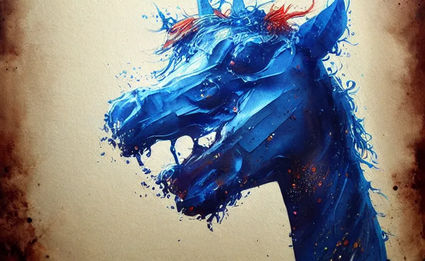 Image similar to a painting of pepsihorse trending on artstation in the style of greg rutkowski, 3 d, watercolor, beautiful, horse, pepsi, fluid