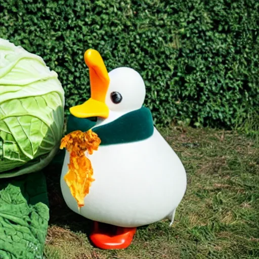 Image similar to a cabbage dressed as a duck