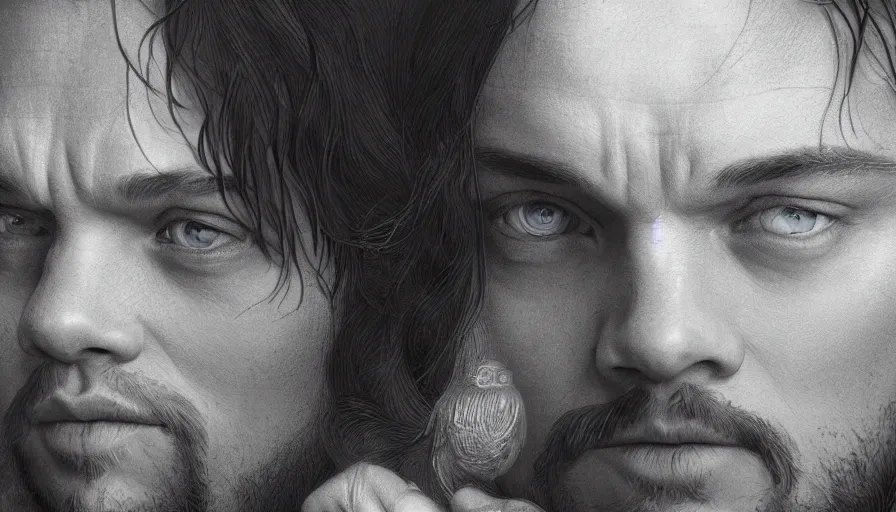 Prompt: Leonardo di Caprio is Leonardo da Vinci, hyperdetailed, artstation, cgsociety, 8k