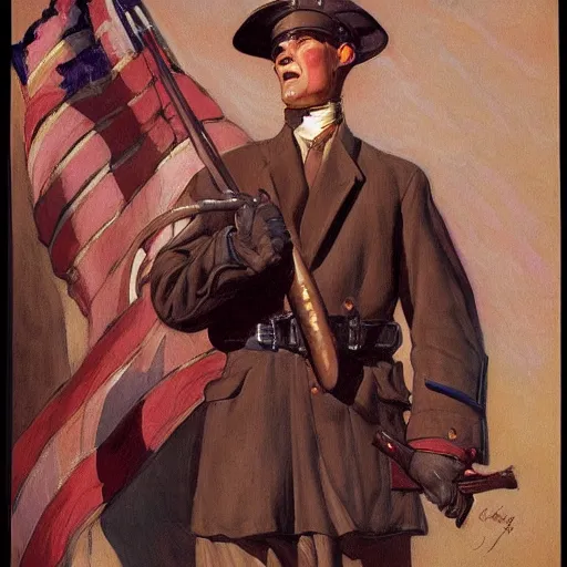 Image similar to pink foot soldier, by j. c. leyendecker