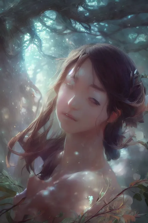 Image similar to tree goddess, full shot, atmospheric lighting, detailed face, by makoto shinkai, stanley artgerm lau, wlop, rossdraws