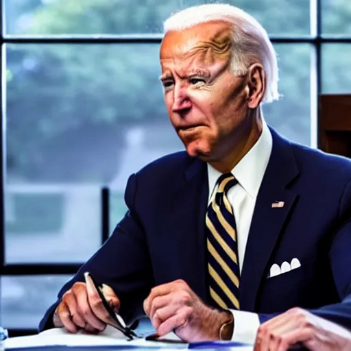 Image similar to joe biden thinking really deeply while math equations are flying around