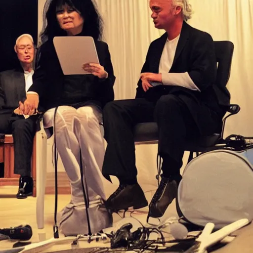 Image similar to geert wilders and yoko ono jamming out