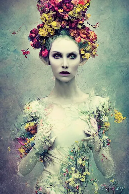 beautiful elven women clothed in flowers by malgorzata | Stable ...