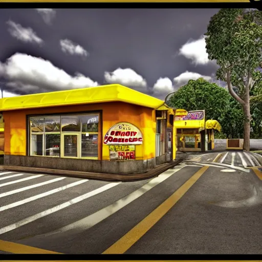 Image similar to Hamburger House in Fast Food Land, Realistic, HDR, Clear Image, HDD, RTX ON,