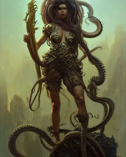 Prompt: fierce medusa, fantasy character portrait, ultra realistic, concept art, intricate details, highly detailed by greg rutkowski, gaston bussiere, craig mullins, simon bisley