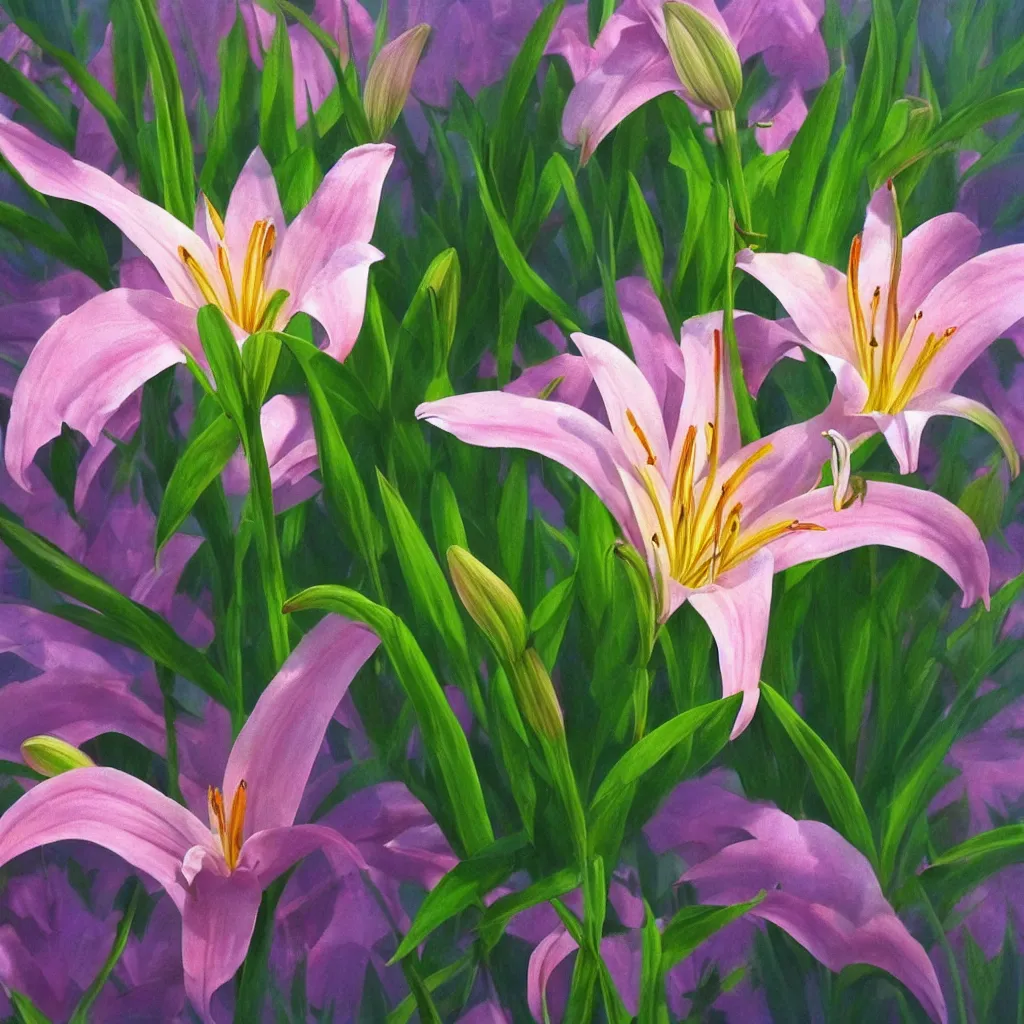 Prompt: high detail 3 d painting of a lily, 8 k, photorealistic, ultra realistic, hyperrealistic