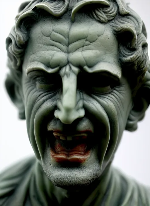 Prompt: marble bust statue of tom ellis ( lucifer ) as a demon, closeup