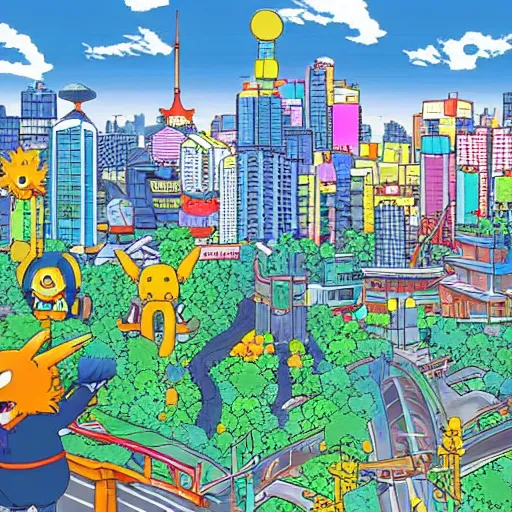 Prompt: “ tokyo in the style of digimon world background render ”