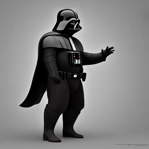 Prompt: an obese darth vader, photorealistic, vray, octane render, zbrush