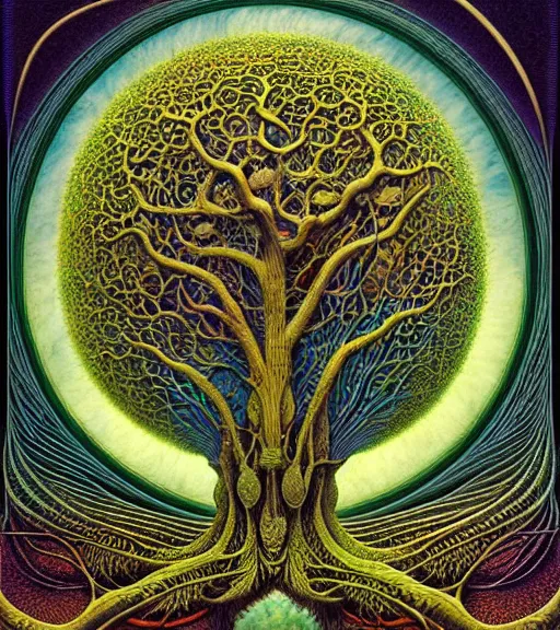 Image similar to tree of life by roger dean and andrew ferez, art forms of nature by ernst haeckel, divine chaos engine, symbolist, visionary, art nouveau, botanical fractal structures, organic, detailed, realistic, surreality