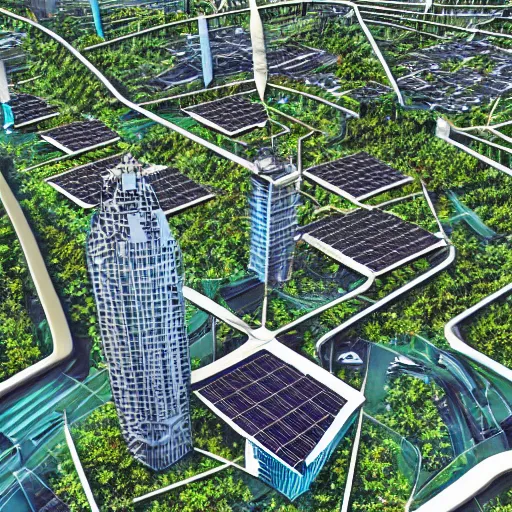 A solarpunk city coexisting with nature, digital art, Stable Diffusion