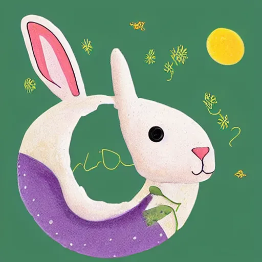 Image similar to A rabbit full of hope, looking for a black hole in an infinite time loop by llia yu Bunny eggs at Easter