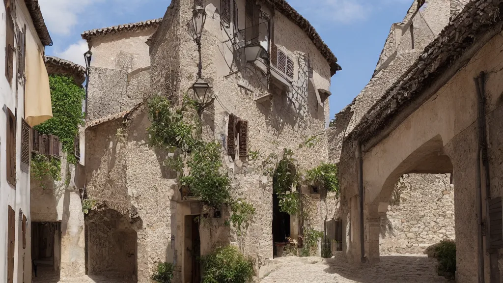 Image similar to old French village heavily influenced by islamic architecture