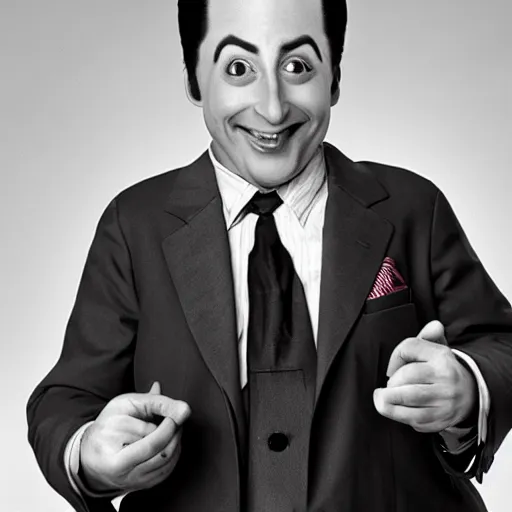 Image similar to photo of an overweight pee - wee herman