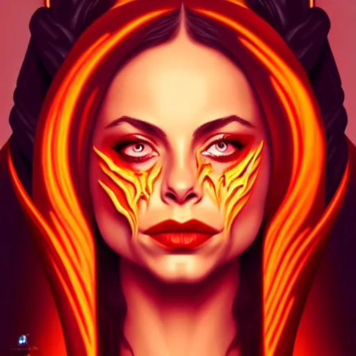 Image similar to queen of fire willa holland, highly detailed, digital painting, artstation, concept art, smooth, sharp focus, illustration