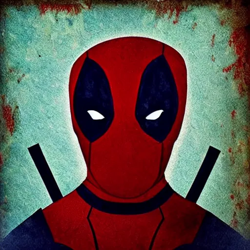 Image similar to caveman painting of deadpool, photography, rock, art,