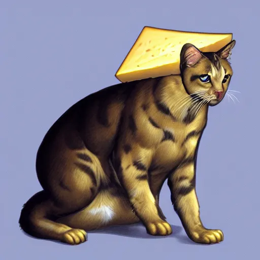 Image similar to napoleon as a cat holding a cheese digital concept art