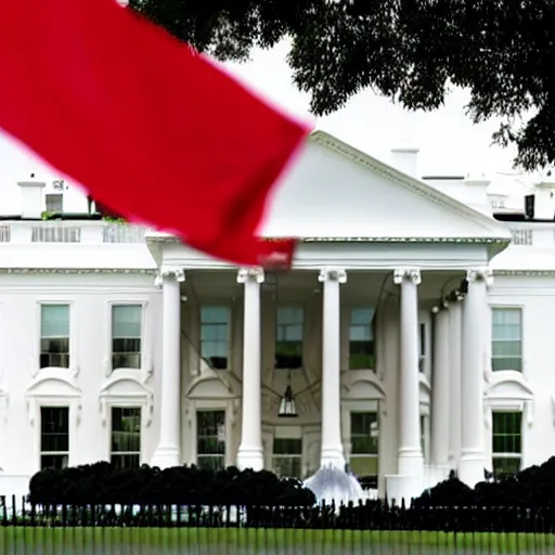 Image similar to photo of red flag waving over White House