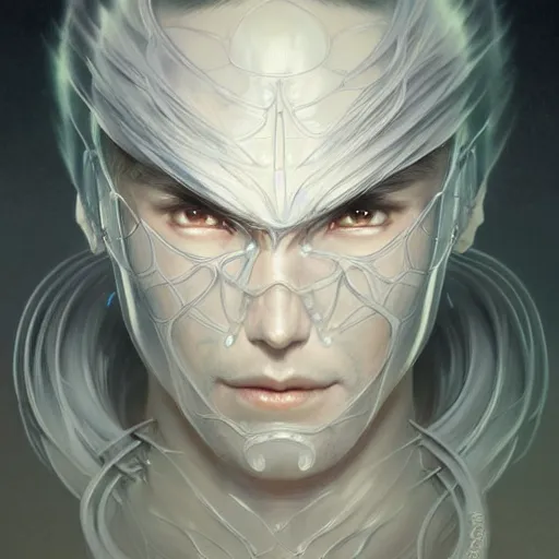 Image similar to ultra realistic illustration, a japanese male digital ghost ninja, transparent, static, intricate, elegant, highly detailed, digital painting, artstation, concept art, smooth, sharp focus, illustration, art by artgerm and greg rutkowski and alphonse mucha