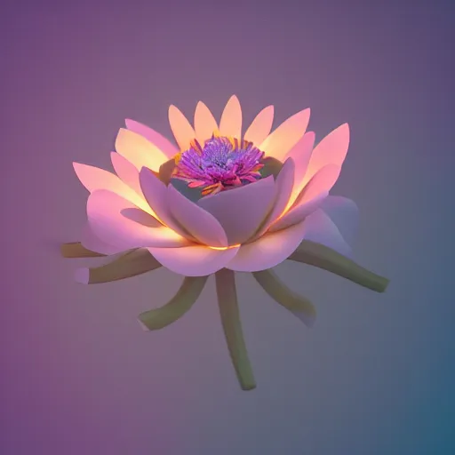 Prompt: Luminescent flower blooming at twilight, cgsociety, r /art, trending on artstation, artstationHD, octane render, highly detailed, vray, volumetric lighting, unreal engine, cinema 4d