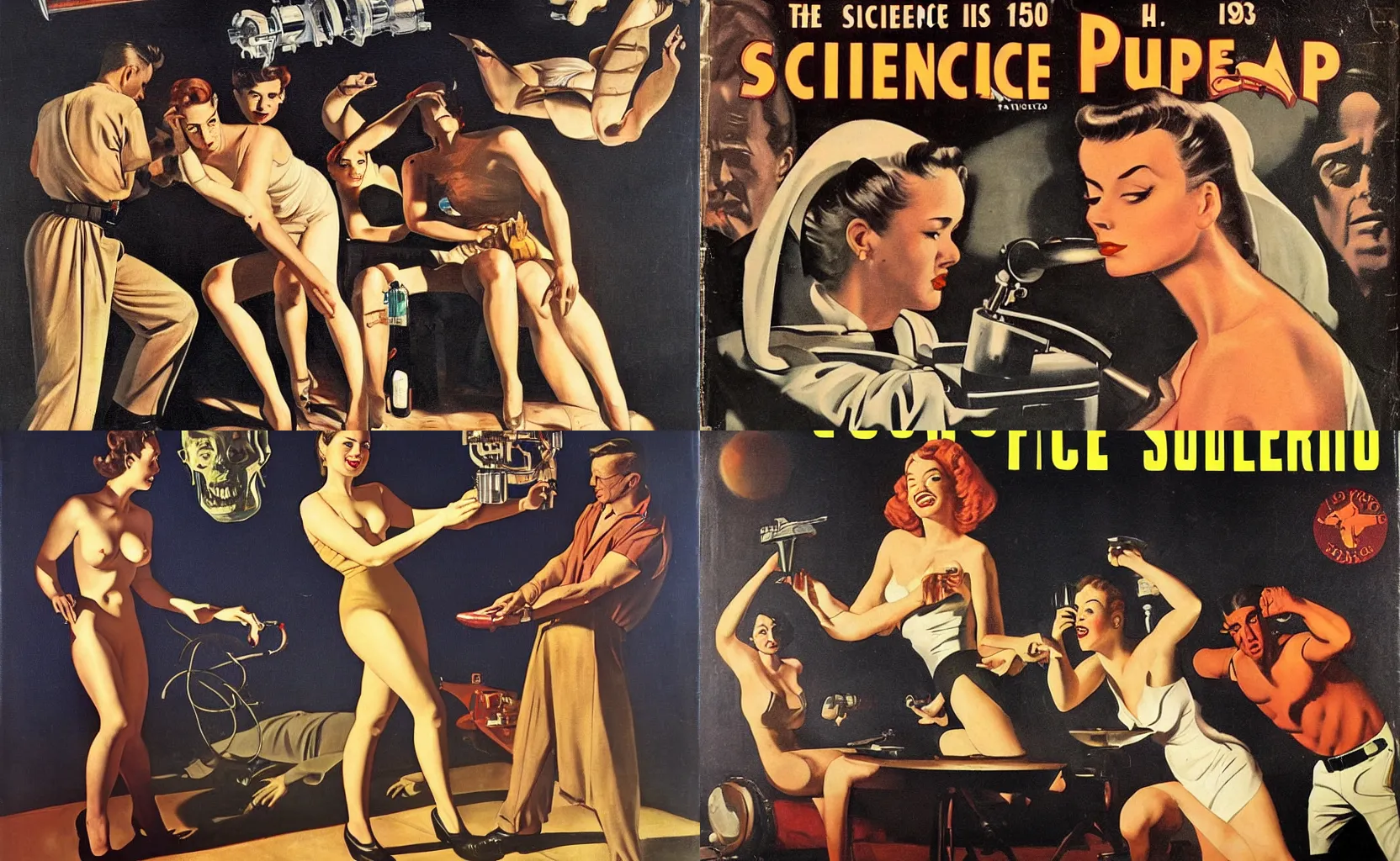 Prompt: 1950s pulp science fiction by Caravaggio