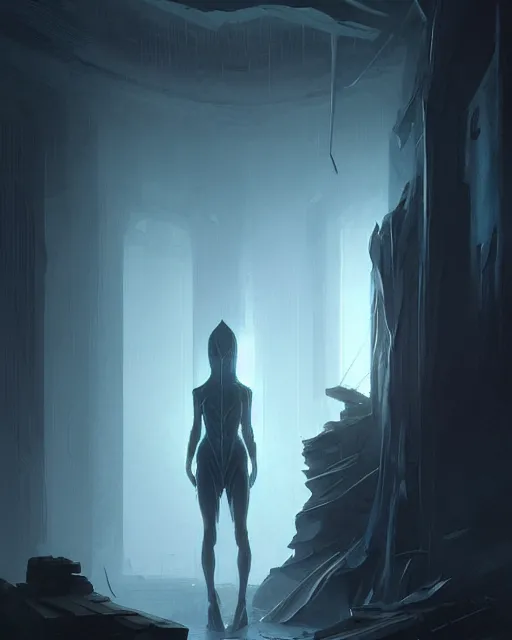 Image similar to professional concept art of a ominous floating object in a dark room by artgerm and greg rutkowski ( thin white border ). an intricate, elegant, highly detailed digital painting, concept art, smooth, sharp focus, illustration, in the style of cam sykes, wayne barlowe, igor kieryluk.