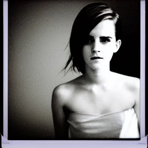 Prompt: Polaroid of Emma Watson by Wong Kar-Wai