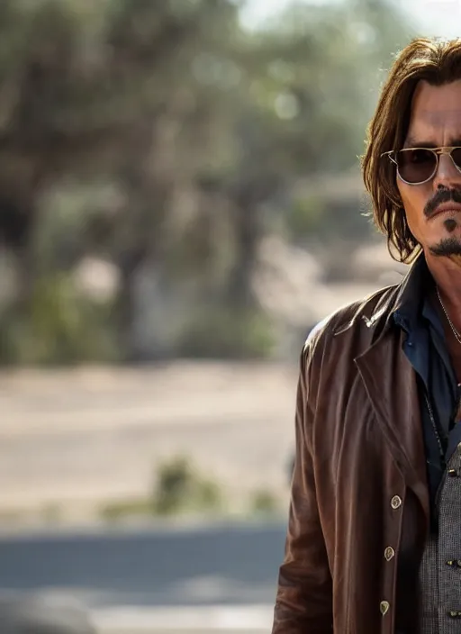 Image similar to film still of Johnny Depp as Martin Riggs in Lethal Weapon, 4k