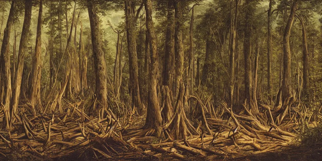 Image similar to dead forest artwork by eugene von guerard