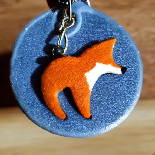 Image similar to little figure of a fox hanging at a keychain