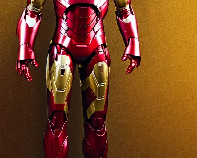 Image similar to 4 k hd, high resolution photograph of iron man suit, full colour, shot with sigma f / 4. 2, 2 5 0 mm sharp lens, wide shot, high level texture render