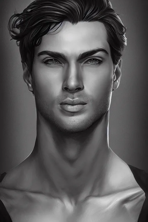 Prompt: a highly detailed portrait of a handsome man in the style of artgerm.