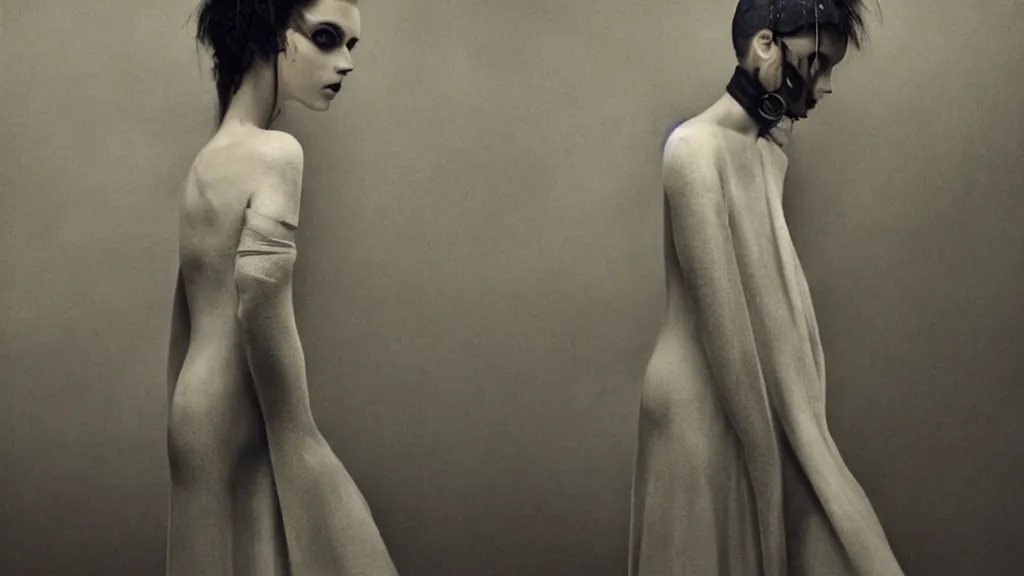 Image similar to eerie atmospheric symmetrical vogue fashion photography by paolo roversi