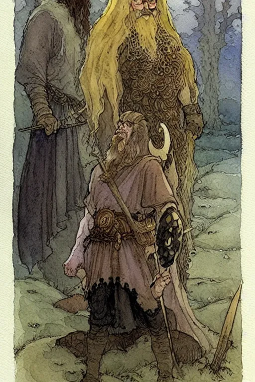 Prompt: a simple and atmospheric watercolour fantasy character concept art painting of a viking fairytale, very muted colors, by rebecca guay, michael kaluta, charles vess and jean moebius giraud