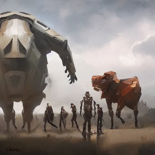 Image similar to 🤖🐃, Greg rutkowski, Trending artstation, cinematográfica, digital Art