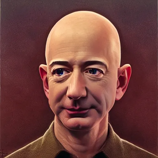Image similar to Jeff Bezos. Zdzisław Beksiński