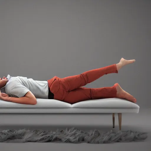 Image similar to person lying horizontal on a sofa, photorealistic, 8k