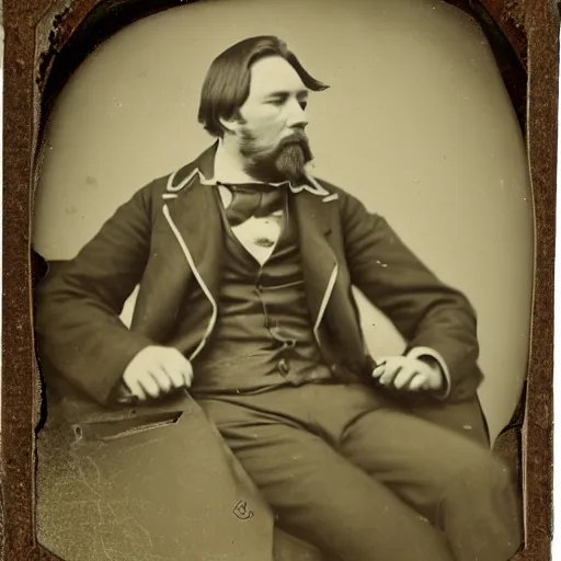 Prompt: tintype photo of bill hicks smoking, 1 8 8 0 s