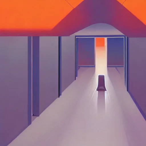 Image similar to A white futuristic modern corridor, very coherent, painted by Edward Hopper, Wayne Barlowe, painted by James Gilleard, airbrush, art by JamesJean