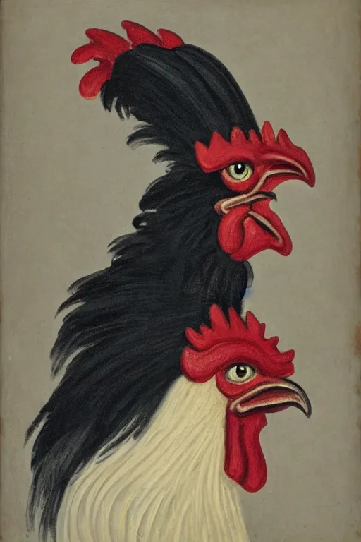 Prompt: portrait of a rooster, with top hat