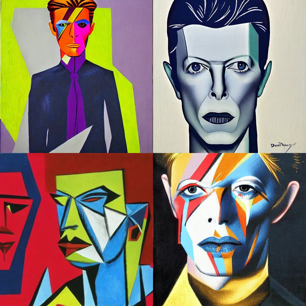 Prompt: david bowie by pablo picasso