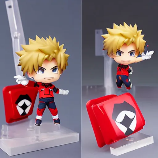 Image similar to high quality portrait flat matte painting of cute Bakugou Katsuki in the style of nendoroid and manga My Hero Academia , flat anime style, thick painting, medium close-up