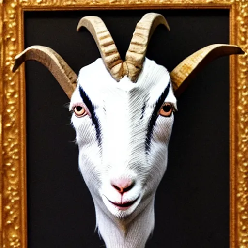 Prompt: goat head with face of vladimir putin very detailed portrait